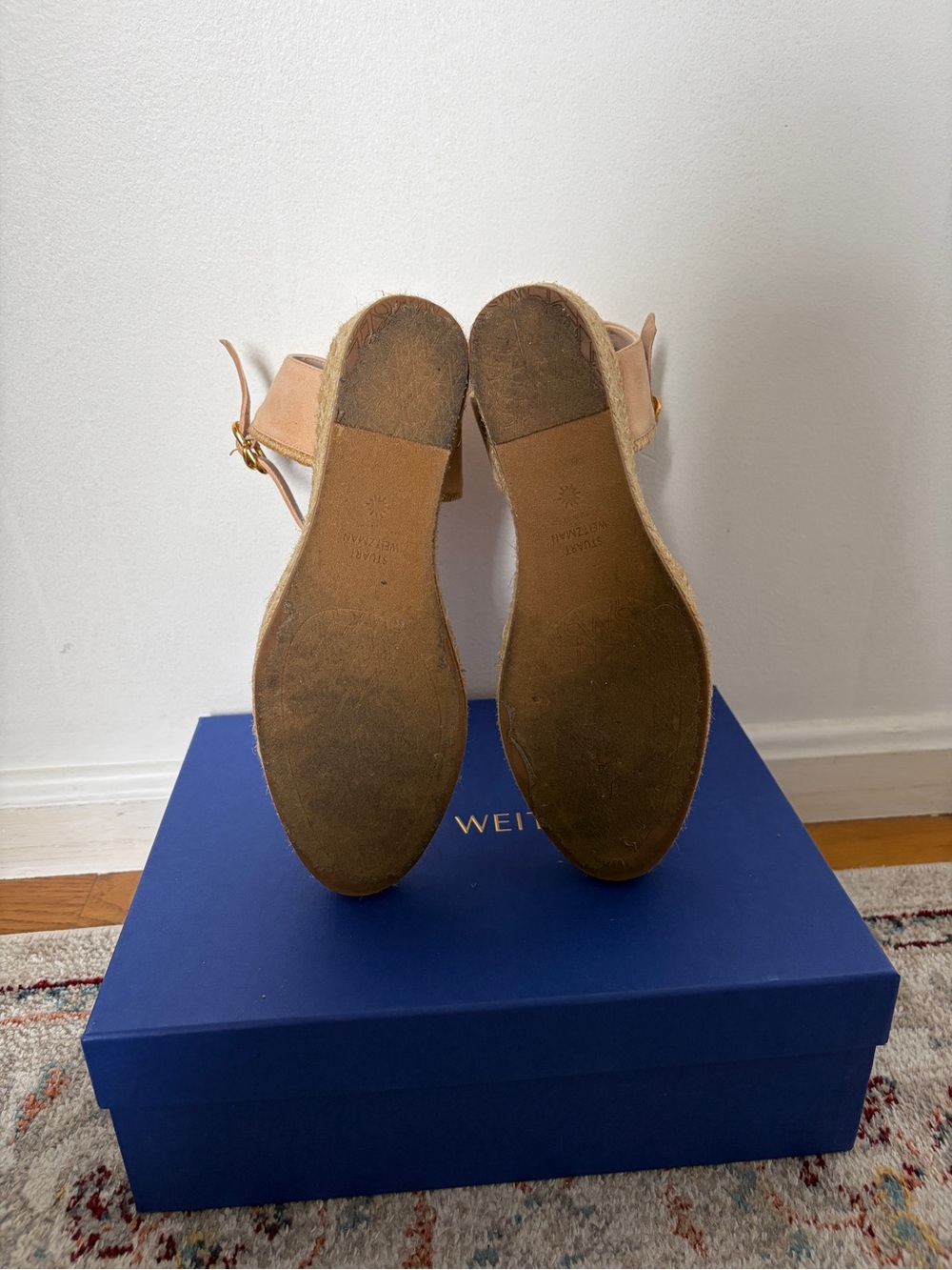 Stuart Weitzman Mirela Espadrille Wedge Sandal in Beige Suede - Picture 4 of 9